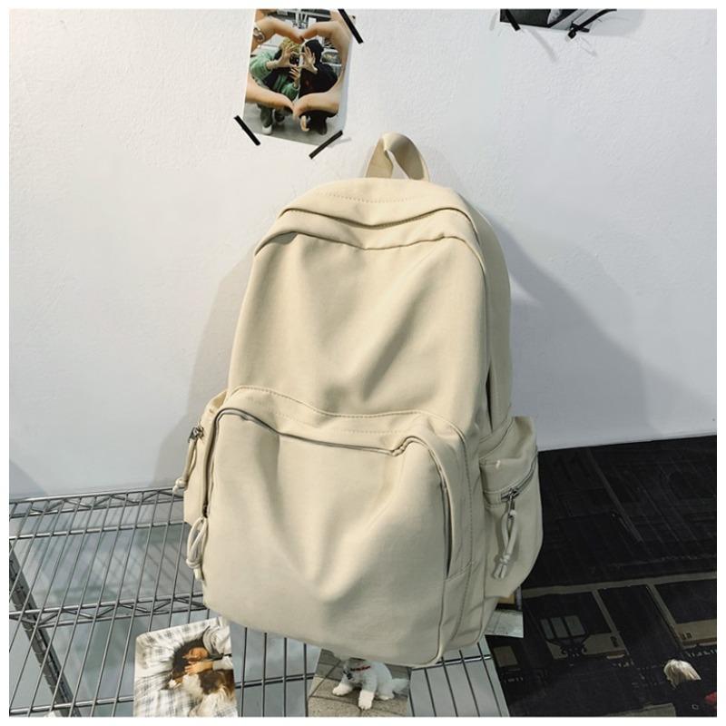 Solid Color Retro Versatile Simple Travel Schoolbag Female College Student Junior High School Student Backpack
