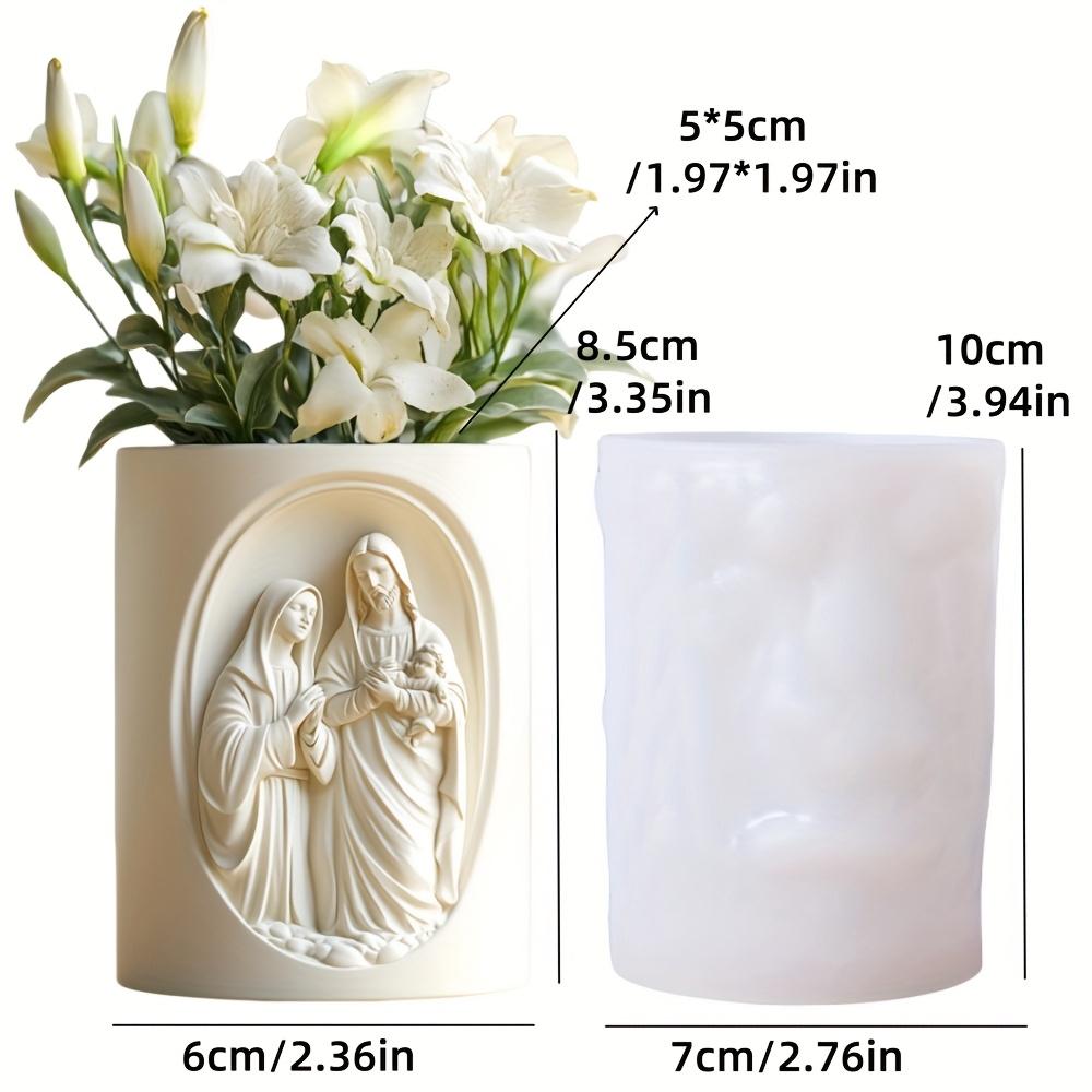 

Father relief vase resin silicone mold flower wreath Jesus statue sculpture relief circular pen holder storage box gypsum mold
