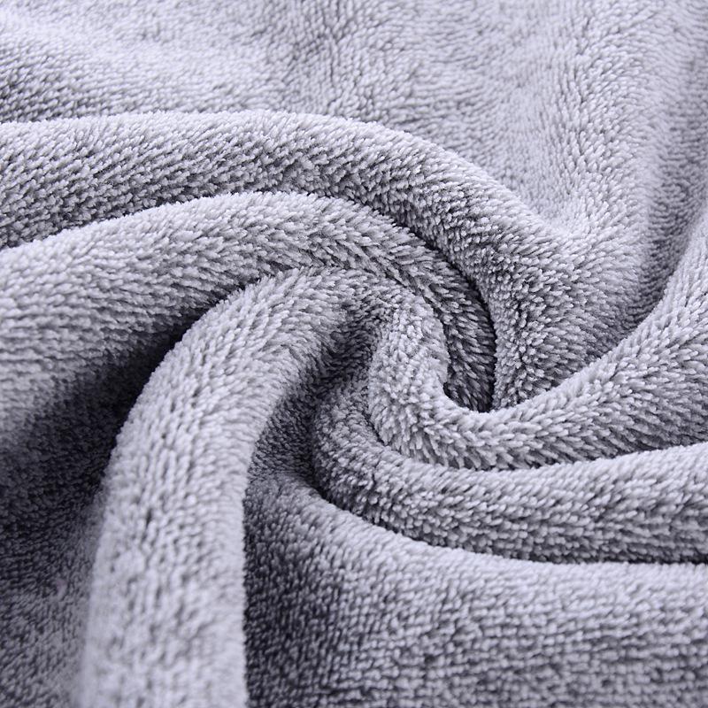 Bamboo Charcoal Coral Fleece Bath and Face Towel Set - Thick, Solid Color