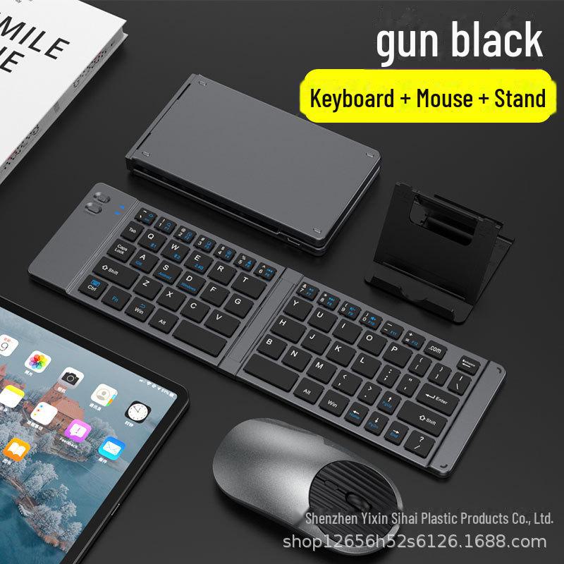 Compact Tri-Mode Bluetooth & 2.4G Foldable Keyboard and Mouse Set with Type-C Charging for Tablets