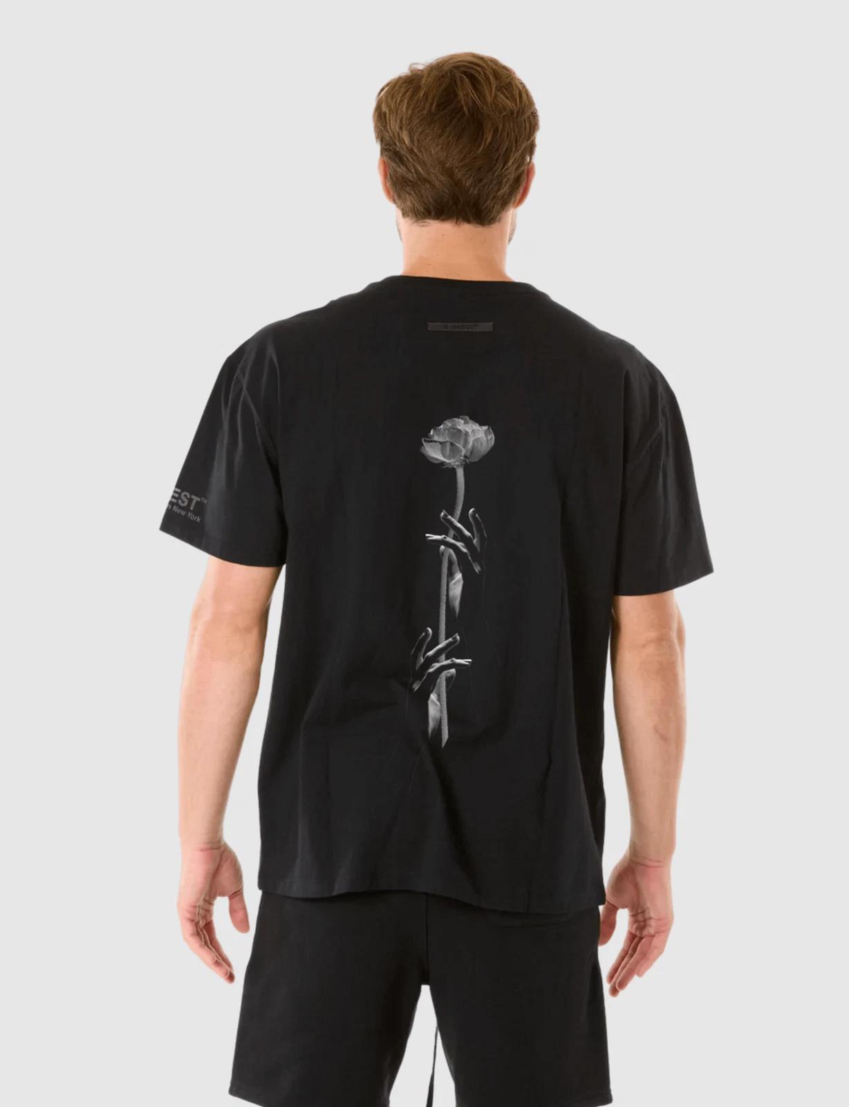 G WEST FLOWER HAND T-SHIRT - JET BLACK S