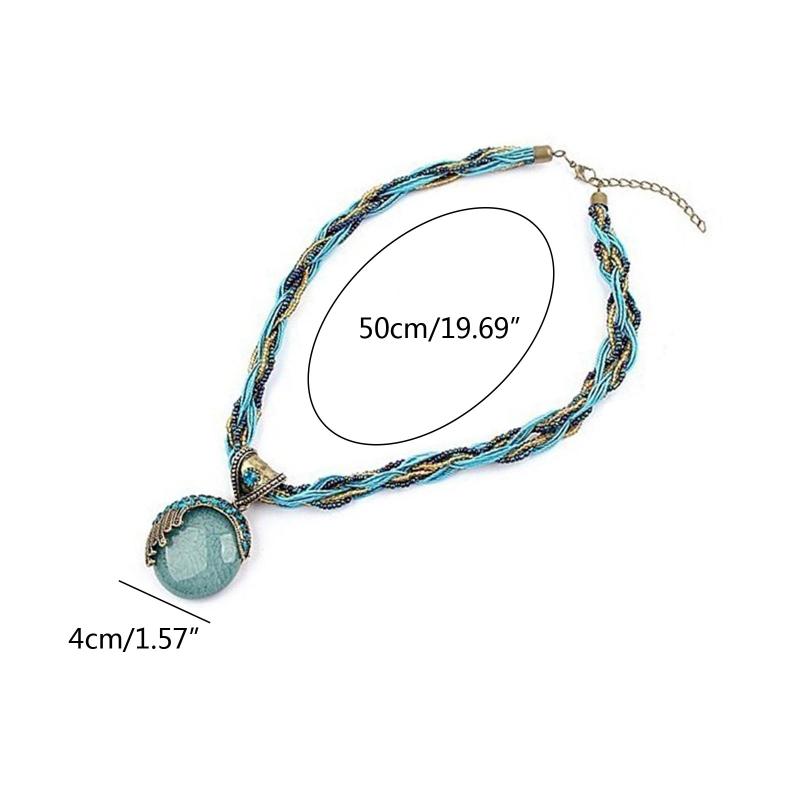 Frauen Dame Retro Vintage Böhmischen Stil Halskette Türkis Strass Anhänger Kragen Kette Halskette Mode Schmuck Geschenk