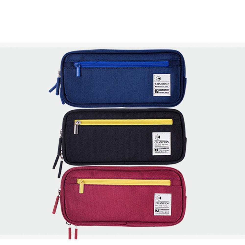 Pencil Case with 3 Compartments, Canvas Zipper Pencil Pouch, Large Pencil bag, Big Pen Case Pouch Organizer for Adults, Pencil P