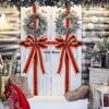Red Christmas Door Decoration Ribbon Large Buffalo Plaid Bow Door Lace Outdoor Garden Front Door Decors Cabinet Door Ornament