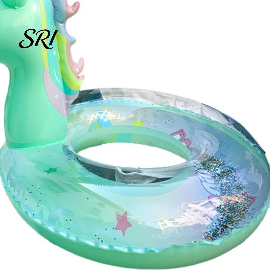 Cartoon Horse Swimming Ring Swim with Seat Handle Kids Inflatable Thickened Float PVC Summer Pool Tube Toy Leak-proof