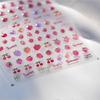 Kawaii Cherry Bow Nail Stickers 5D French Cute Red Bow Fruit Design Self Adhesive Decoration Nails Stickers DIY Nail Accessories