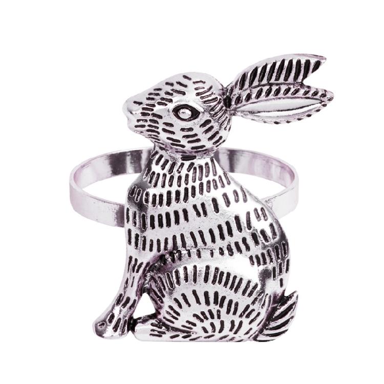 Pack of 12 Easter Rabbit Napkin Rings Metal Designs Napkin Buckles Accessories for Wedding Banquets and Home Use