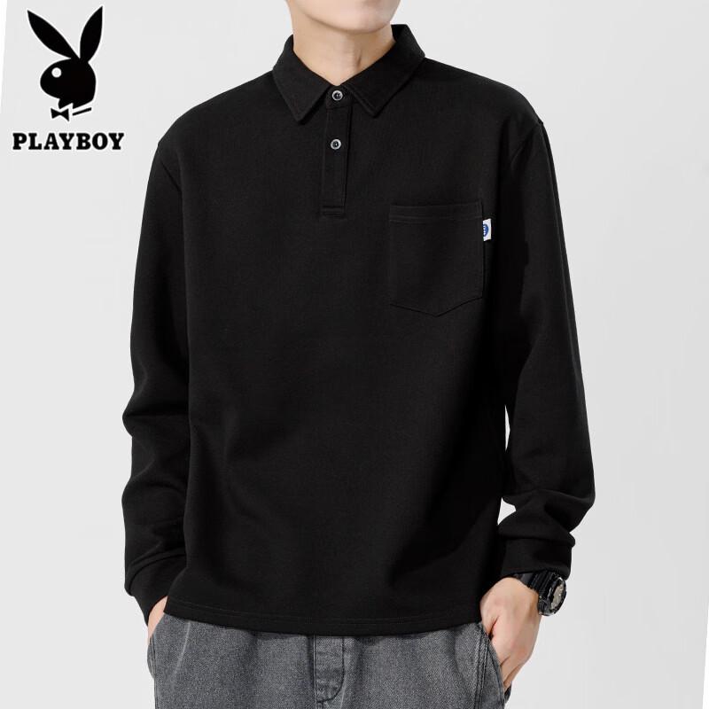 PLAYBOY Men's Casual Long Sleeve Polo Shirt