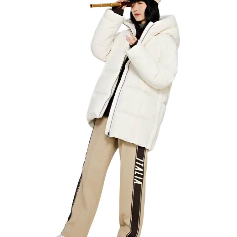Kappa Hooded Warm Casual Long Sleeve Down Jacket Women Outerwear Birch-White K0D82YY75-0114