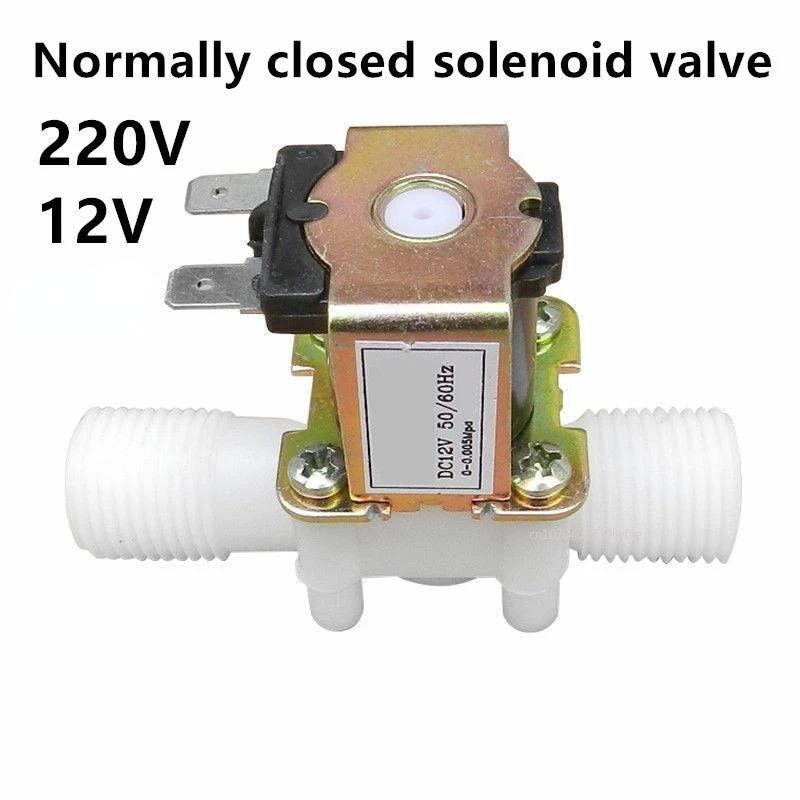 

1/2” Male Thread Solenoid Valve 220V AC/12V DC Magnetic Water Control Valve Pneumatic Pressure Controller Switch Diverter Normally Closed Non-Pressure-220V AC