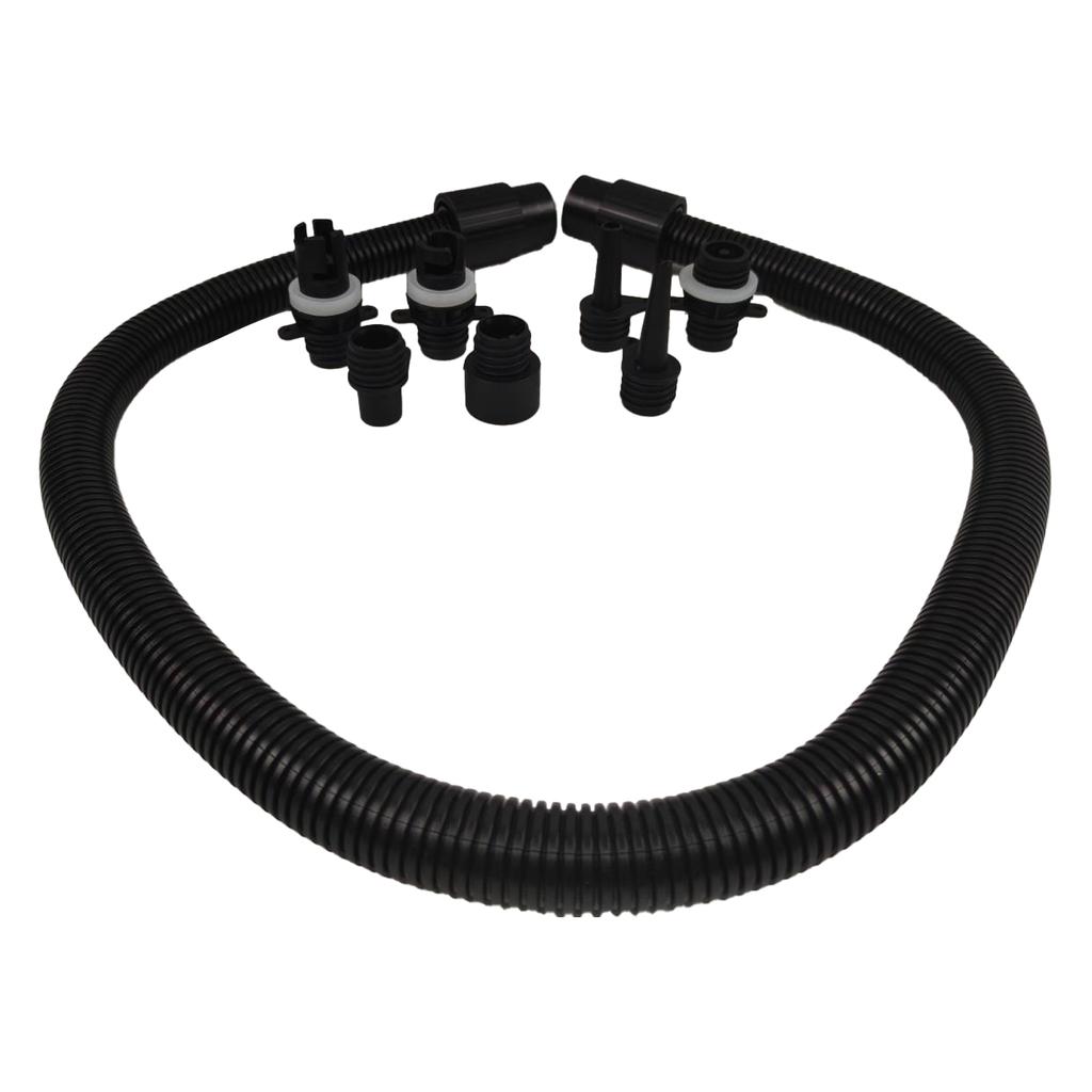 Stand up air pump adapter hose set including 7 air valve nozzles