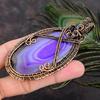 Natural Purple Botswaba Druzy Gemstone Copper Wire Wrap Pendant 3.86 p9g49