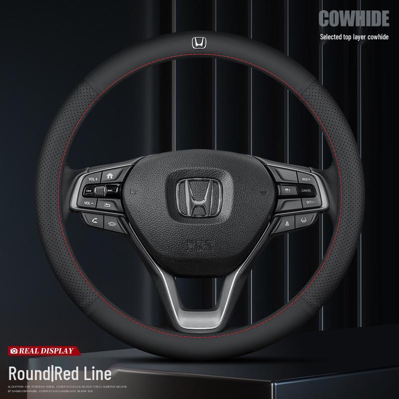 Honda Genuine Leather Steering Wheel Cover: Fits Accord, Civic, CRV, Haoying, Binzhi, XRV, Ultra-thin, Anti-slip.