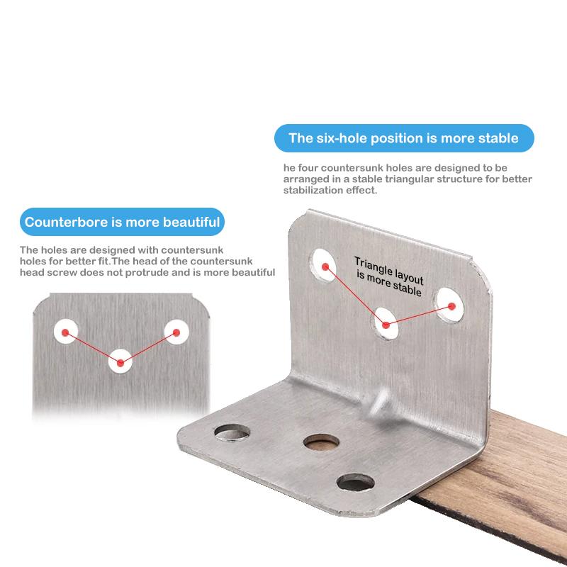 10Pcs Thickened Stainless Steel Triangle Bracket Fixed 90 Degree Right Angle Partition Furniture Hardware Connector Accessories