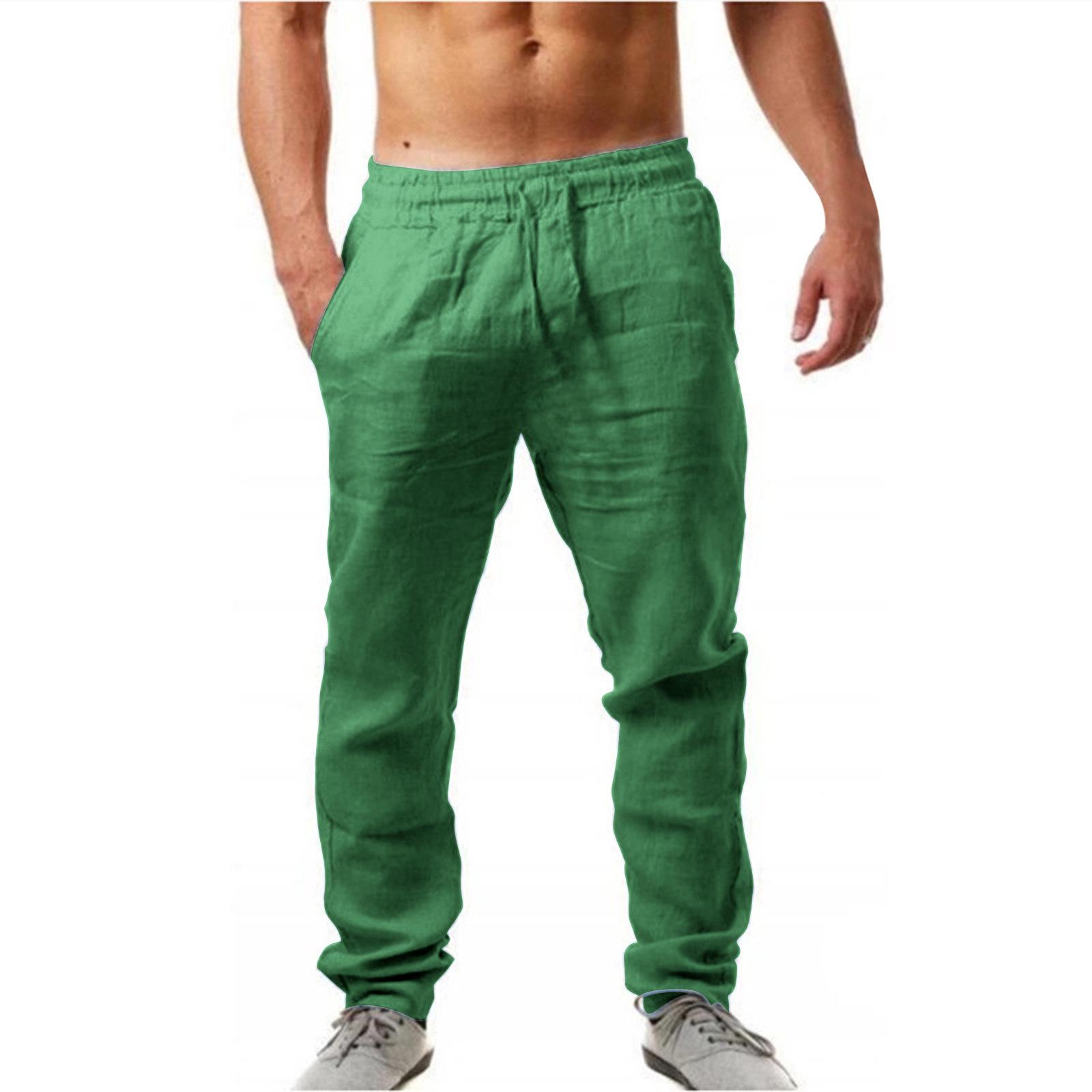 2026 Men s Plus Size Cotton Linen Summer Hip Hop Pants - Breathable, Trendy Solid Color, Thin & Casual S