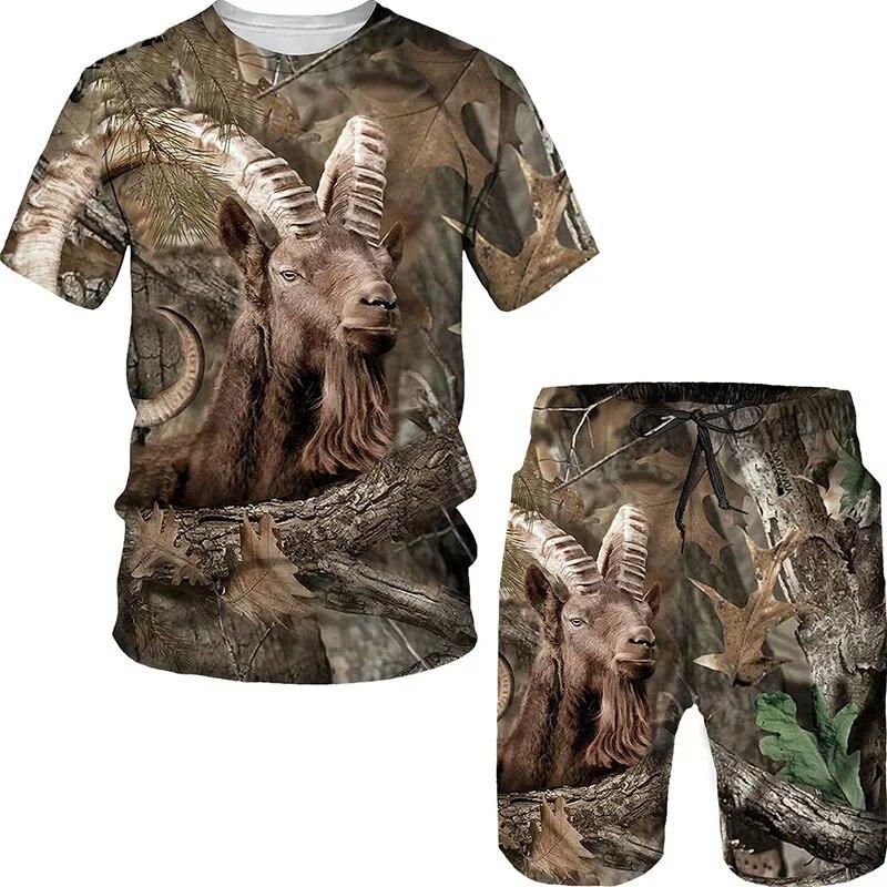 Tier Wildschwein Fuchs 3D Druck Camouflage Jagd T-Shirt Sets Mode männer Rundhals Trainingsanzug Übergroßen Pullover Männer Kleidung