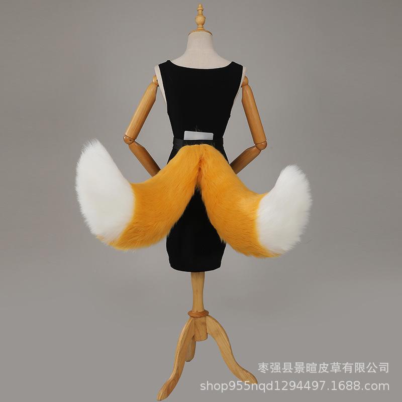 Walnut Fox Ears & Tail Plush Cosplay Set - Handmade Headband Anime Costume Props