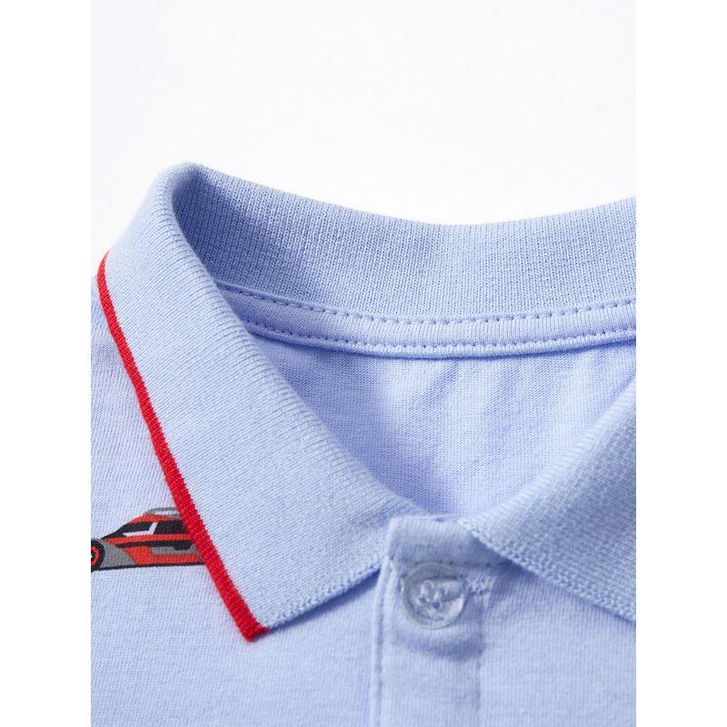 Boys' Blue Short-Sleeved Polo Shirt Baby Racing Lapel Half-Sleeved Kidsren's Pure Cotton T-Shirt Base Shirt Baby Top t