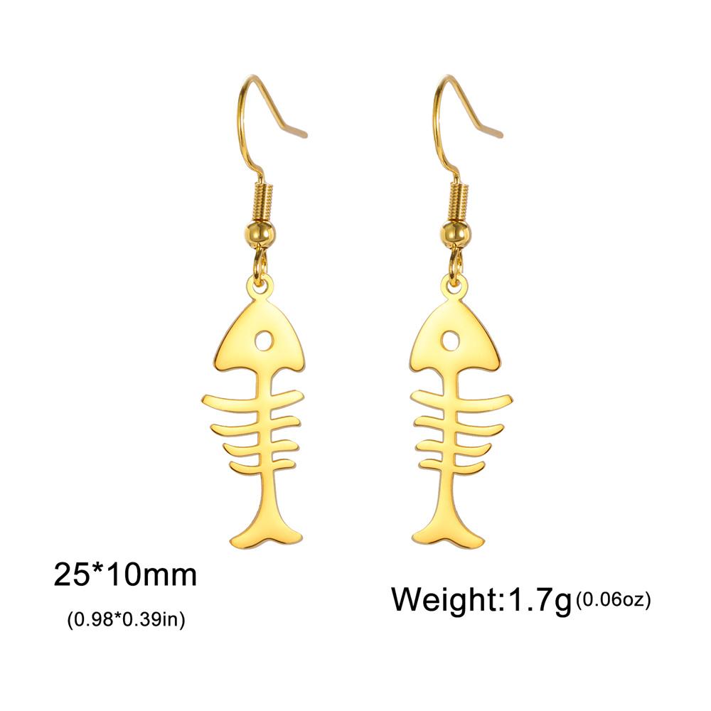 My Shape Cat Fish Bones Drop Earrings for Women Girls Cute Kitten Animal Lovers Dangle Earring Stainless Steel Jewelry Kids Gift