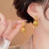 Retro Gold Fringed Bell Stud Earrings Women's Fashion Niche Temperament Earrings Light Luxury High-end Medium Antique Earrings