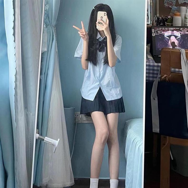 Xiao Lan Zhong JK Women's Short Sleeve Summer White Shirt: Japanese Academy Style Uniform Set