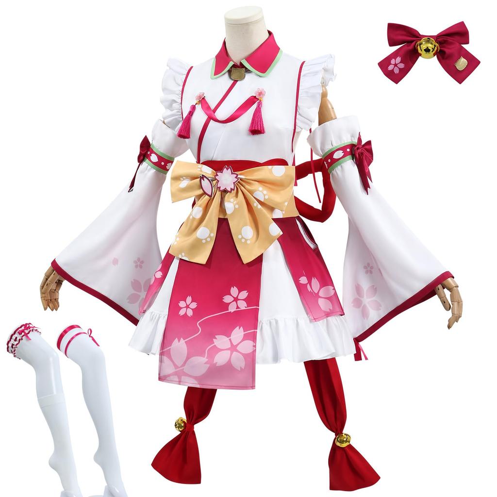 COSSA Sakura Miko Sakura Shrine Maiden Wig for School and Events Halloween, Parties, Festivals, Christmas, (XXL)
