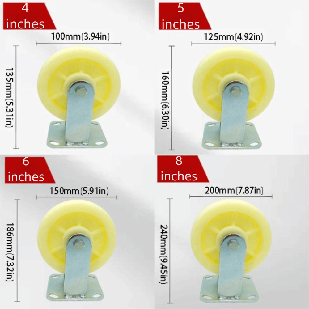 Soft Rubber Heavy Duty Casters High Load Bearing Furniture Wheel White Nylon Universal Wheel  Chair