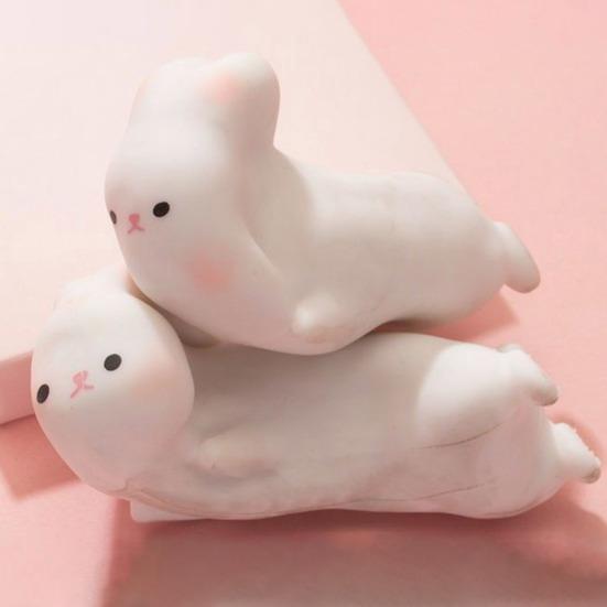 Slow Rebound Toy Comfortable Touch Cute Shape Soft Delicate Funny Entertainment TPR Little White Rabbit Decompression Toy for Children