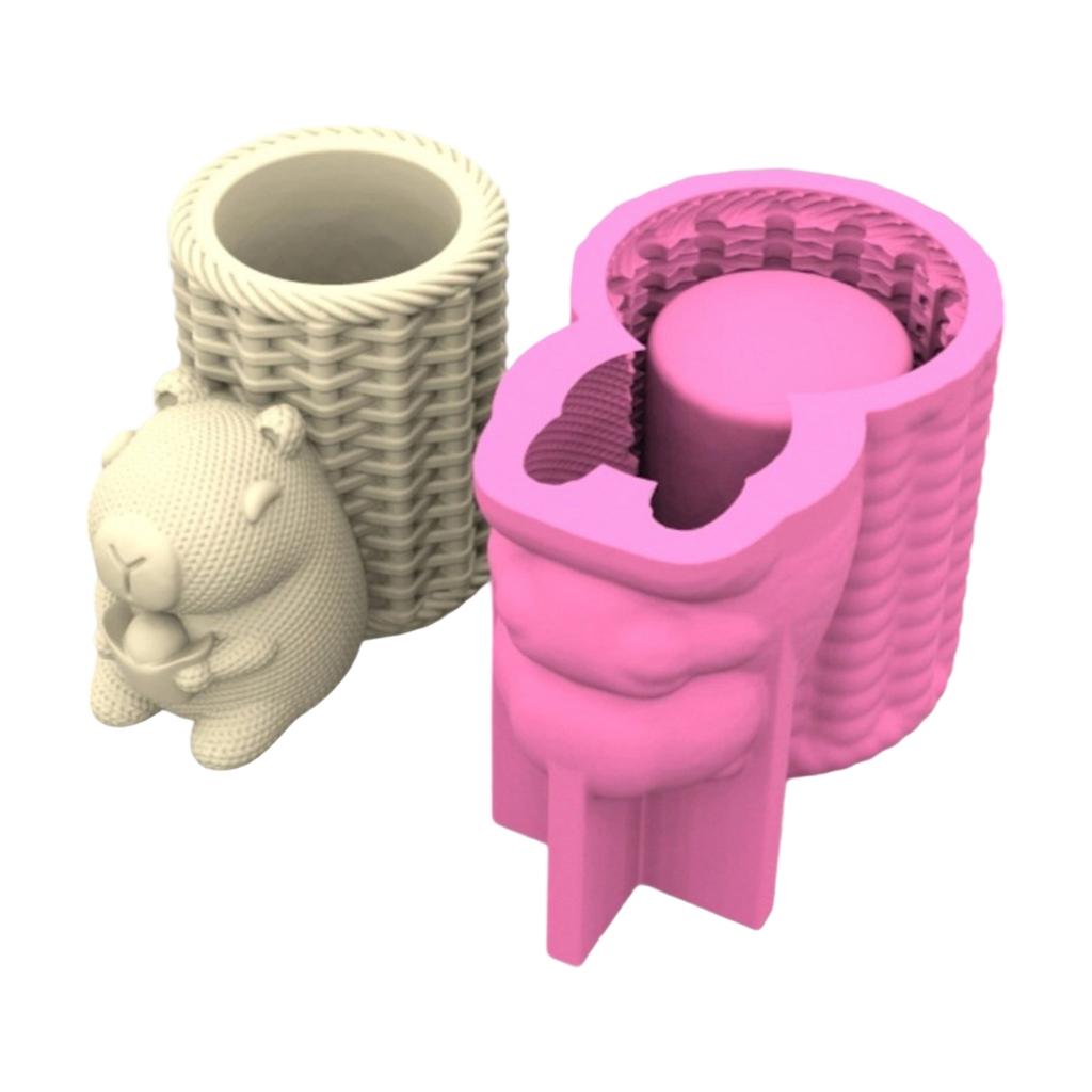 Creative Silicone Planter Mould Capybara Shape Silicone Texture for Making Unique Concrete Vases and Desk Pen Holders