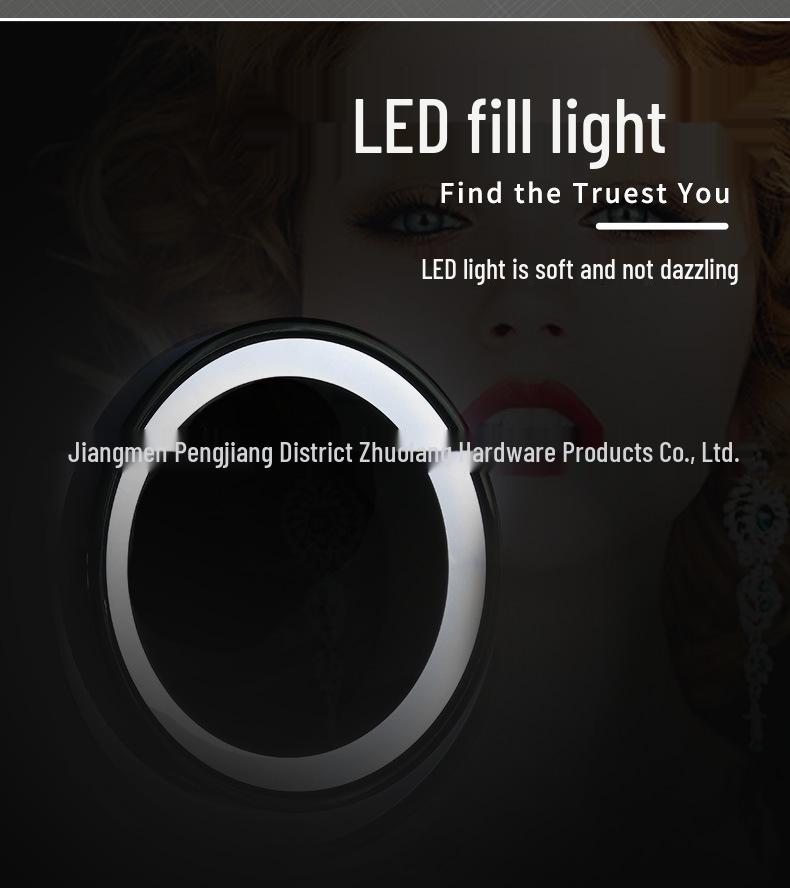 Dual-Sided LED Wall-Mounted Makeup Mirror with Magnification and Fill Light for Punch-Free Hotel Bathroom Use