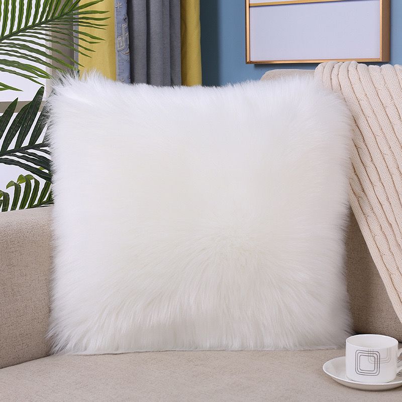 Flauschiges Kissen, langer Plüsch-Kissenbezug, Wollkissen, Fellkissenbezug, Ins Sofabettkissen, Weihnachtsdekoration, Zimmer-Wurfkissen