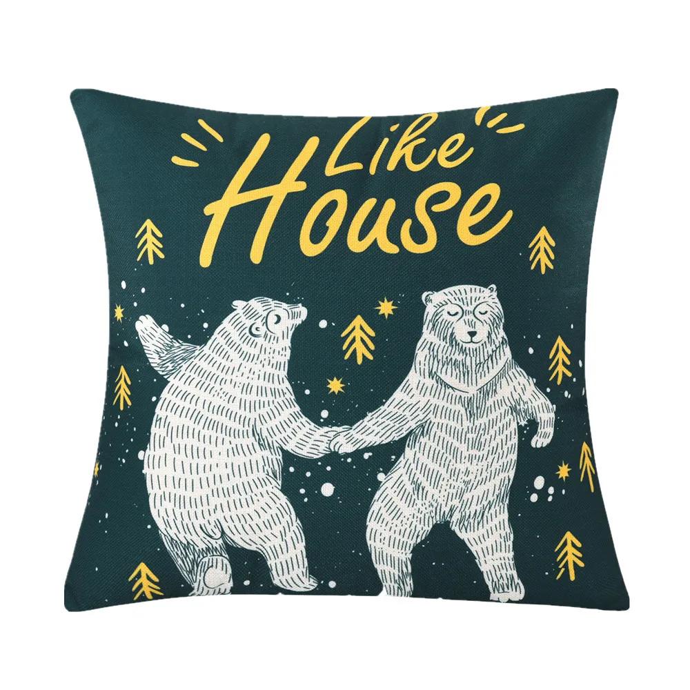 45x45cm Cartoon Cat Geometric Printed Sofa Cushion Cover Cotton Linen Home Living Room Decoration 45x45cm