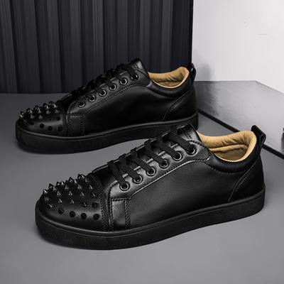 Fashion Fashion Men Luxury Rivets Shoes Lace-Up Casual Leather Oxfords Shoes Gold Silver Sneakers Stage Nightclub Dress Trendy Footwear