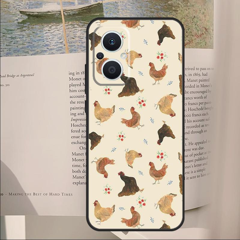 Chicken Pattern Cover For OPPO Reno 7 8 Lite 11F 12F 13F 14F 10 11 12 13 14 Pro OPPO Find X6 X8 X9 Pro Case