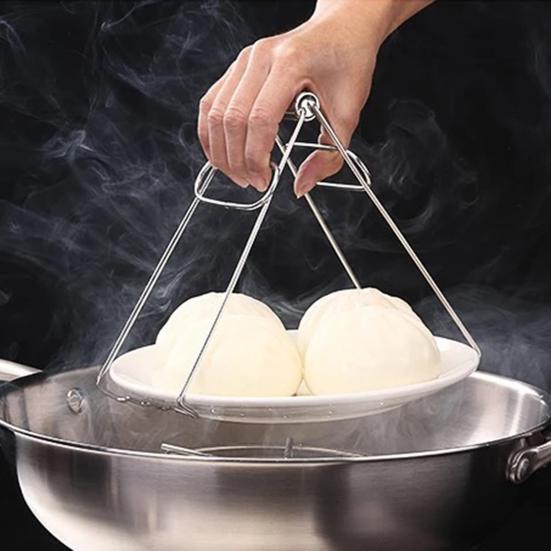 Lightweight Dish Clip Convenient Control Stainless Steel Multifunctional Heat-resistant Plate Pot Clamp for Kitchen