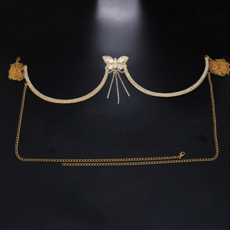 Bra Chain for Butterfly Decor With Straps Chest Bracket Bra Chain Body Jewelry Bikini Women Sexy Rhinestones Body Ch