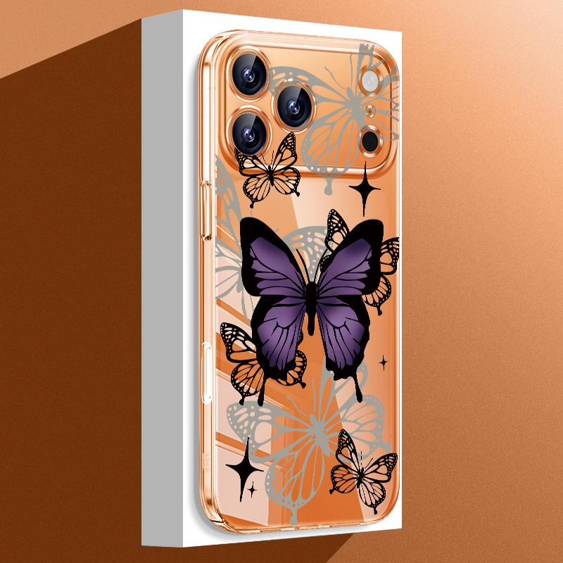

Multi-color Butterfly Pattern Case For iPhone 17 Pro Max Funda iPhone 16 15 14 13 Pro Max 11 Clear PC Back Slim Hard Cover iPhone 14 Pro MAX прозрачный