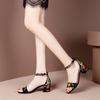 Summer Women Sandals Embroider Ankle Strap Sandal High Heels Dress Shoes Flower Ladies Shoes Sandalias Mujeryu87