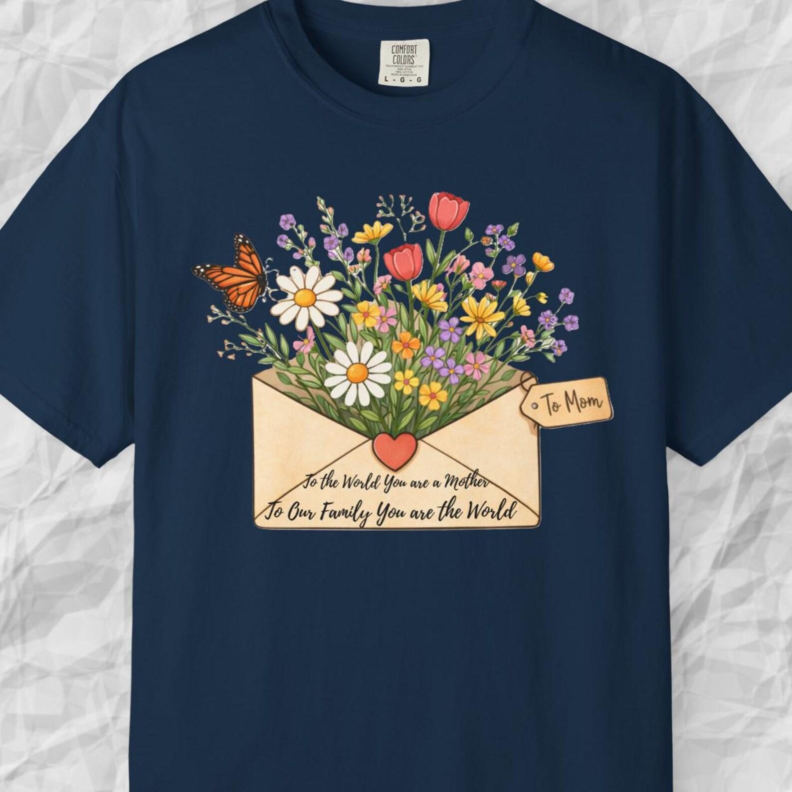 Comfort Colors Best Mom Ever Shirt, Floral Envelope Tee, Wildflower Mothers Day Shirt, Cute Floral Mom Tee, Wildflower Bouquet Mom Tee Gift XL