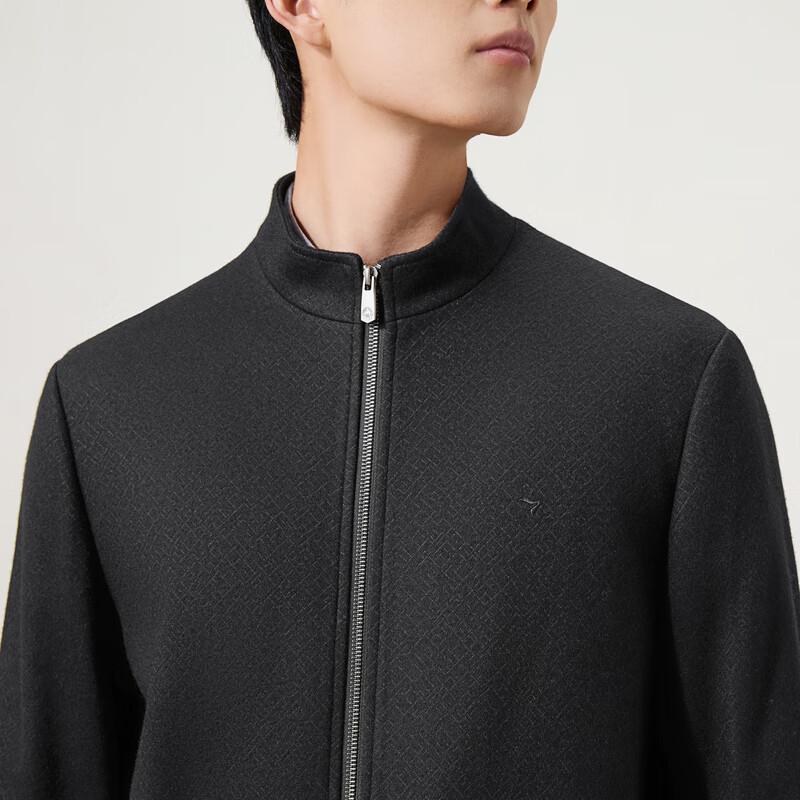 Septwolves Men's 24% Wool Stand Collar Knit Jacquard Jacket