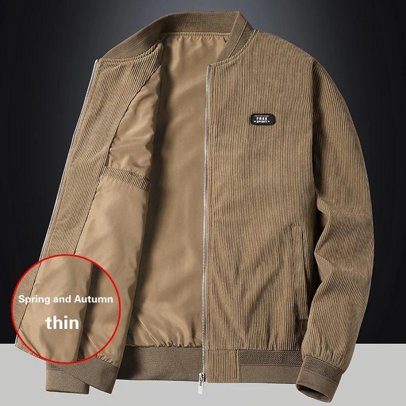 Men's Corduroy Thick Cotton Parkas Male Large Size New Autumn Winter Stand Collar Slim Jacket Men's Fashion Casual Warm Outwear