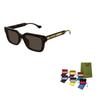 Gucci Logo Injected Plastic Square Sunglasses Men's In Tortoise Color
