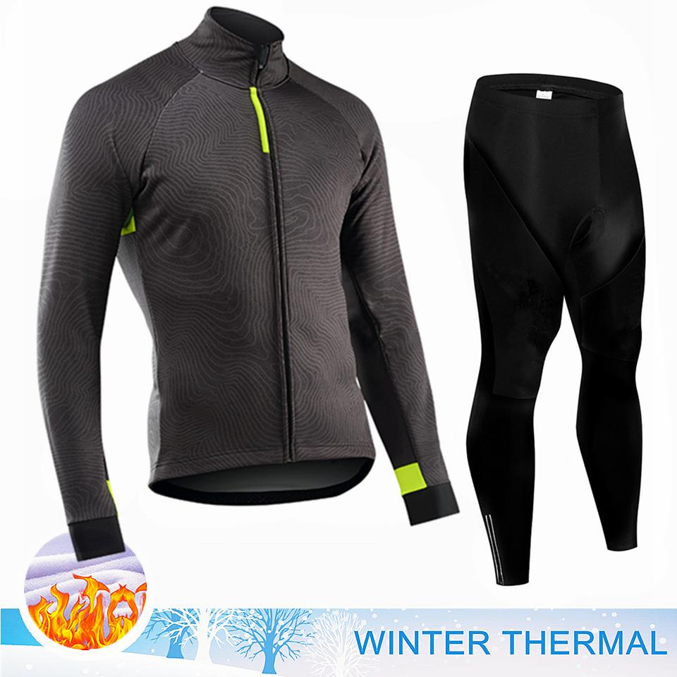 2025 Pro Team Winter Thermal Fleece Cycling Jersey Set Long Sleeve Bicycle Clothing Mtb Bike Wear Maillot Ropa Ciclismo Cycling