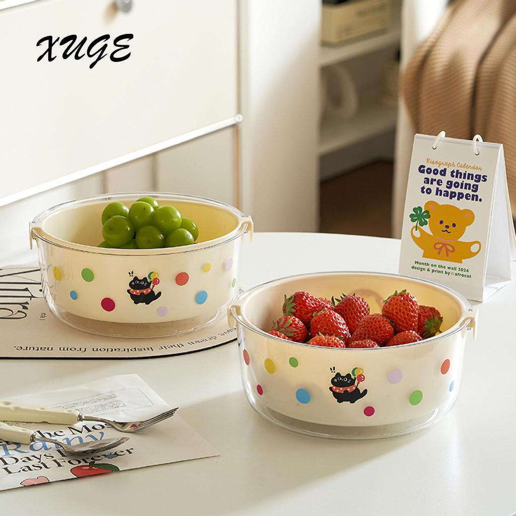 Doppellagiger Lebensmittel-Abtropfkorb & Obstschale - Gemüsewäscher, Obstteller, Aufbewahrungsbox für Nüsse & Snacks