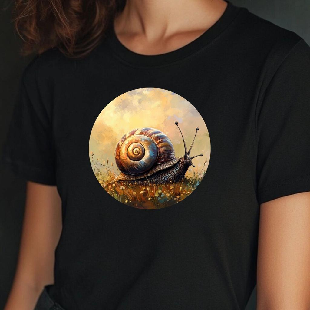 T-Shirt Women Snail Portrait Motif Cotton Size XS To 3XLWill Open In a New Window or Tab