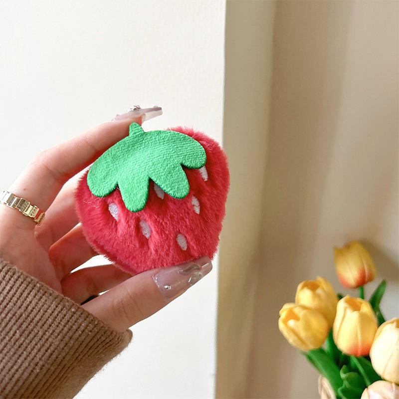 Simulated Plush Strawberry Phone Airbag Holder Small Fresh Instagram Wind Back Sticker Watch TV Shows Desktop Foldable Air Cushion