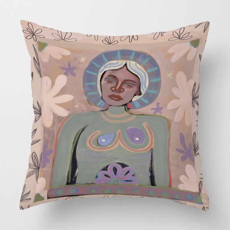 Vintage Figuren Illustrations Kissenbezug 45x 45cm Schlafzimmer Sofa Dekokissenbezug Vier Jahreszeiten Universal Vielfalt optional