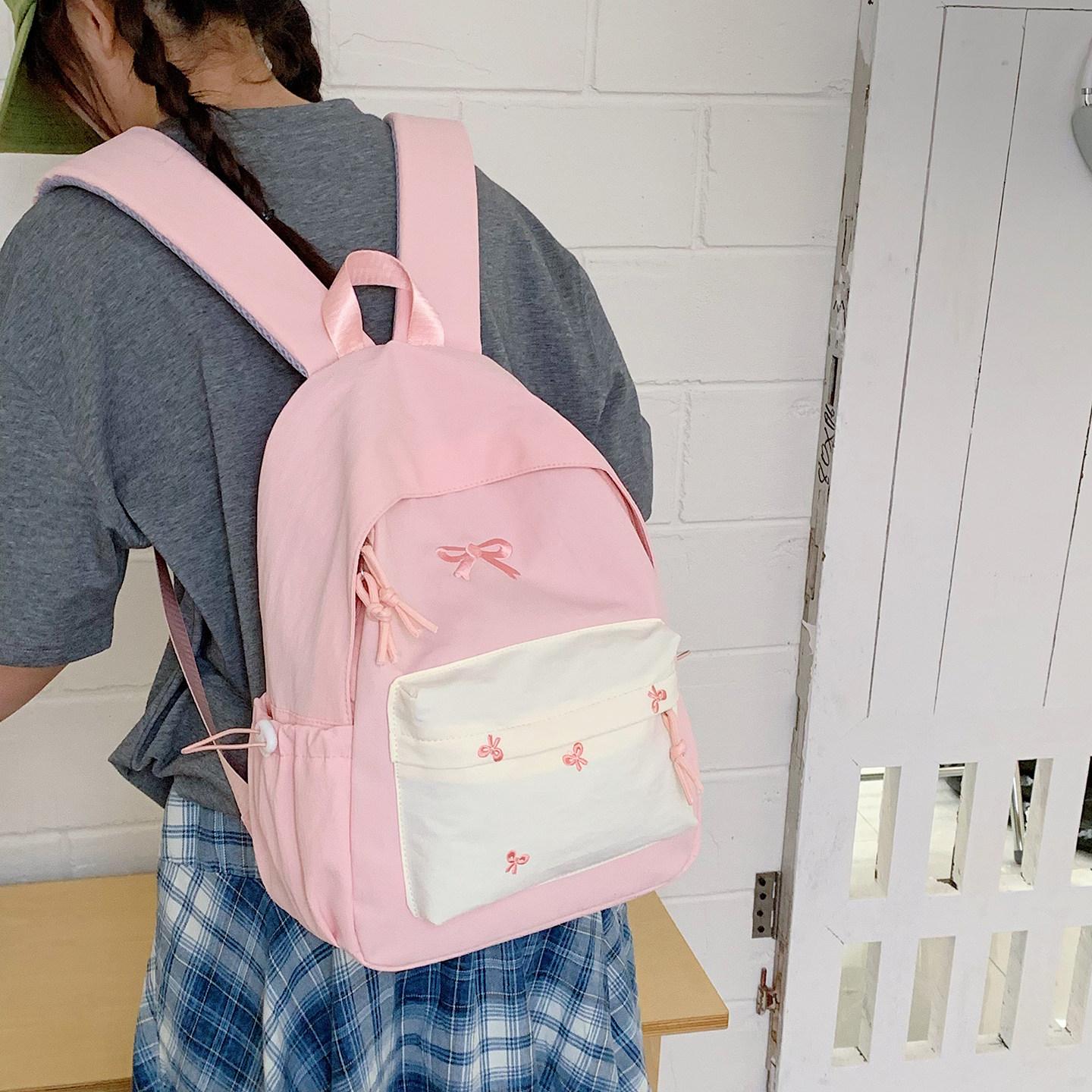 

SchoolbaginsNiche high school girls with good looks and Korean-style simplicity2026New high school student backpack for girls рожевий
