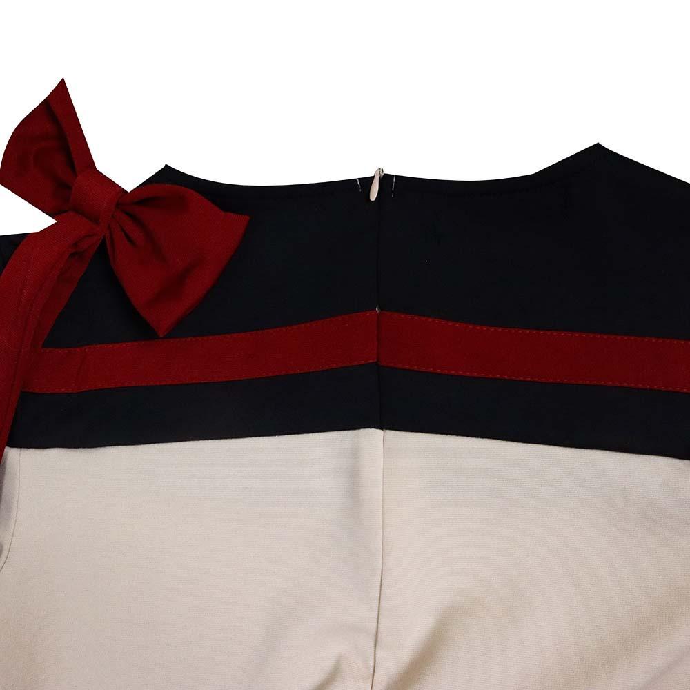 Large Size Women Summer Fashion Patchwork Mid Sleeves Dress Ladies One Piece Elegant Ruffled Business Dress