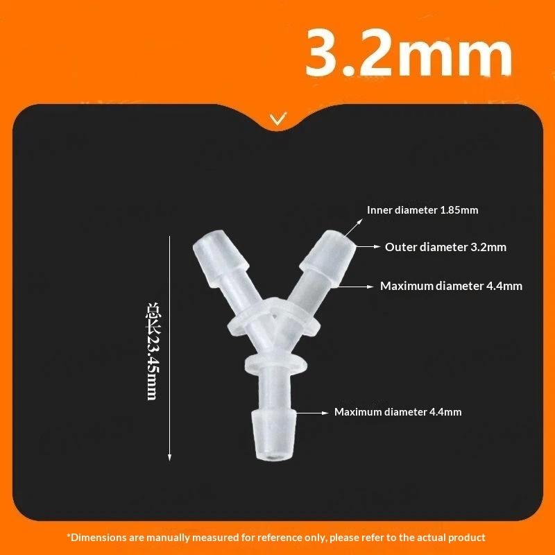 Y-Shaped Three-Way Connector Tee Joint 1.6~6.4Mmwater Divider Polypropylene Pp Plastic Gas Oil Aquarium Hose Pagoda Joint